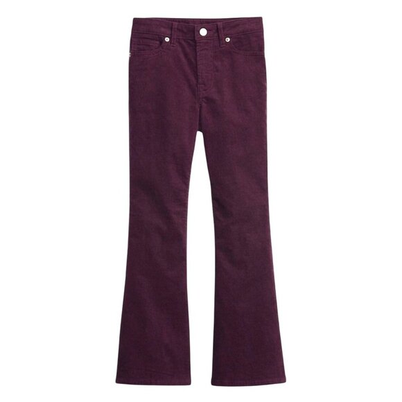 Gap Denim 70s Flare Pants Size 16 High Rise Stretch Corduroy Burgundy - Picture 1 of 12